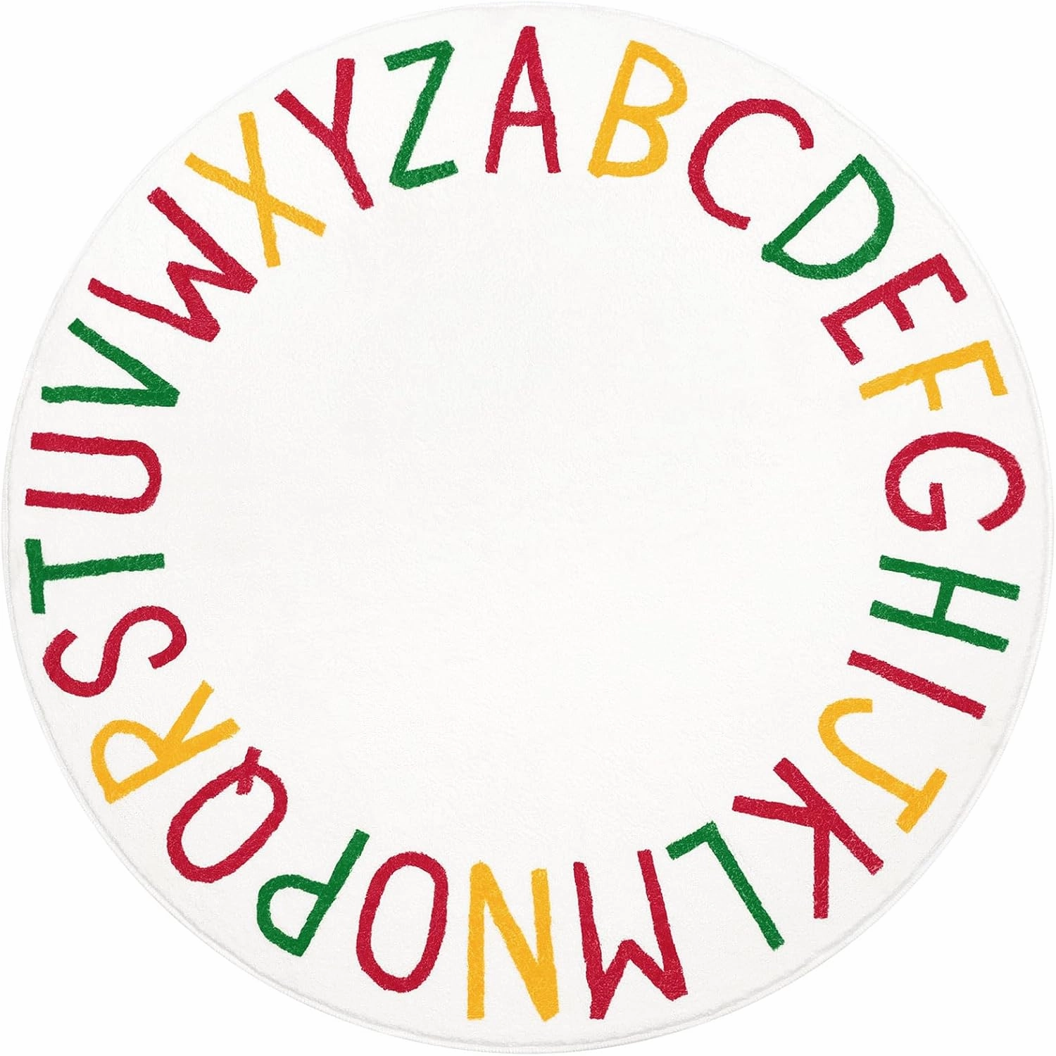 Topotdor ABC Round Kids Play Rug Alphabet Nursery Area Rug Extra Large Soft Crawling Play Mat for Children Toddlers Bedroom (47 inch,Christmas Red)