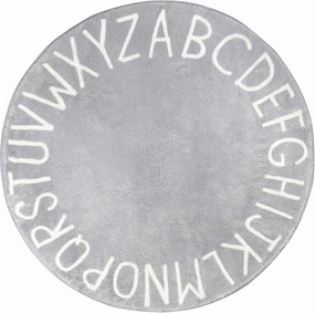 Topotdor Round Kids Play Rug Alphabet Nursery Area Rug Extra Large Soft Crawling Play Mat for Children Toddlers Bedroom (40 inch, Grey)