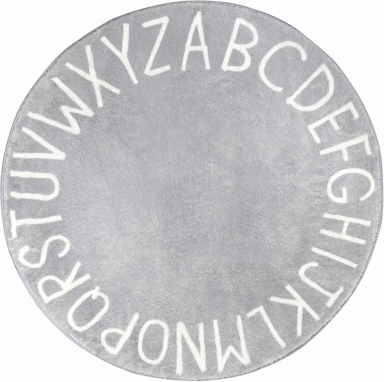Topotdor Round Kids Play Rug Alphabet Nursery Area Rug Extra Large Soft Crawling Play Mat for Children Toddlers Bedroom (40 inch, Grey)