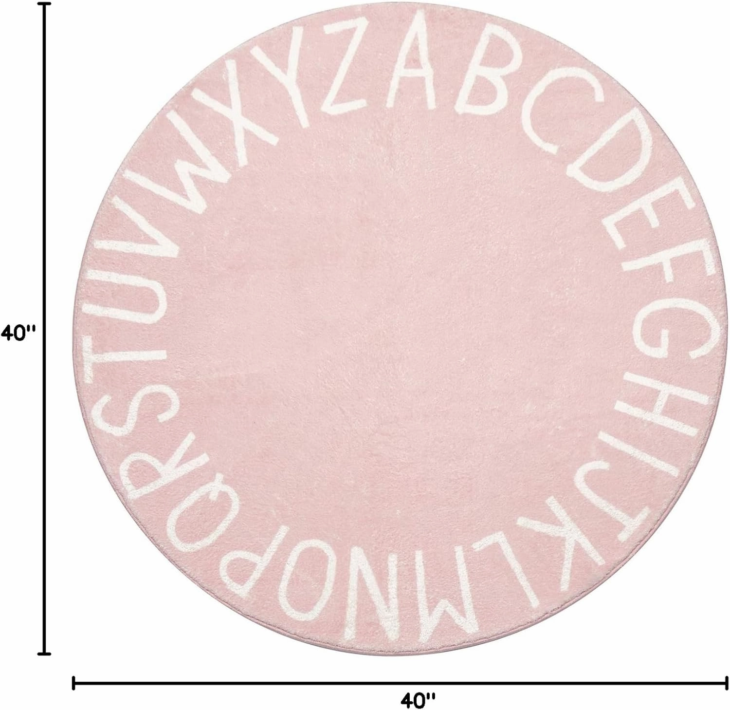 Topotdor Round Kids Play Rug Alphabet Nursery Area Rug Extra Large Soft Crawling Play Mat for Children Toddlers Bedroom (40 inch, Pink)