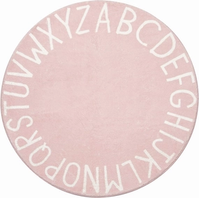 Topotdor Round Kids Play Rug Alphabet Nursery Area Rug Extra Large Soft Crawling Play Mat for Children Toddlers Bedroom (40 inch, Pink)