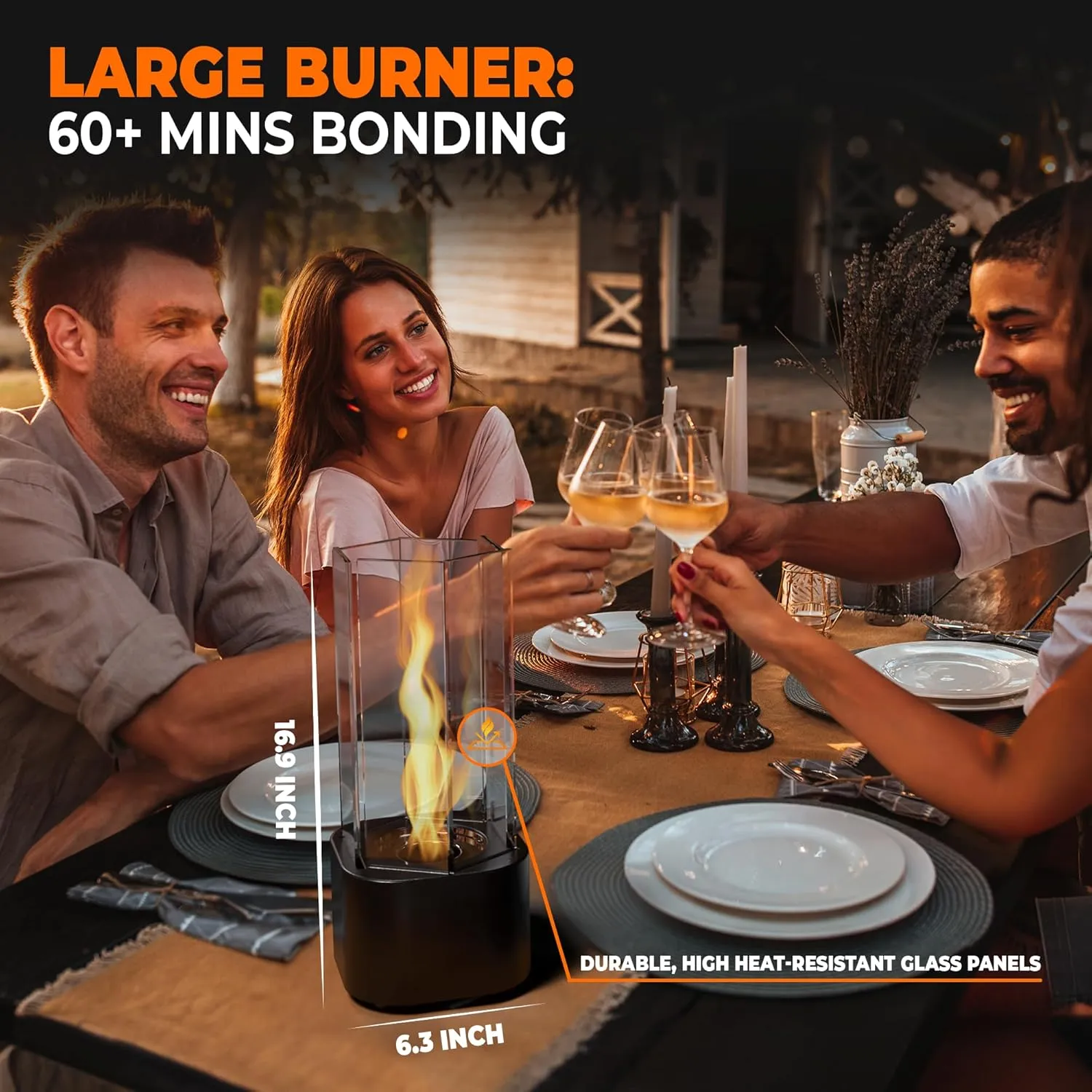 Tornado Tabletop Fire Pit with Large Burner [Up to 90  Mins], Tabletop Fireplace with Adjustable Flame Ring, Indoor/Outdoor Gift for Patio & Balcony Parties,Great Birthday Gift, Spiral Flame Firepit
