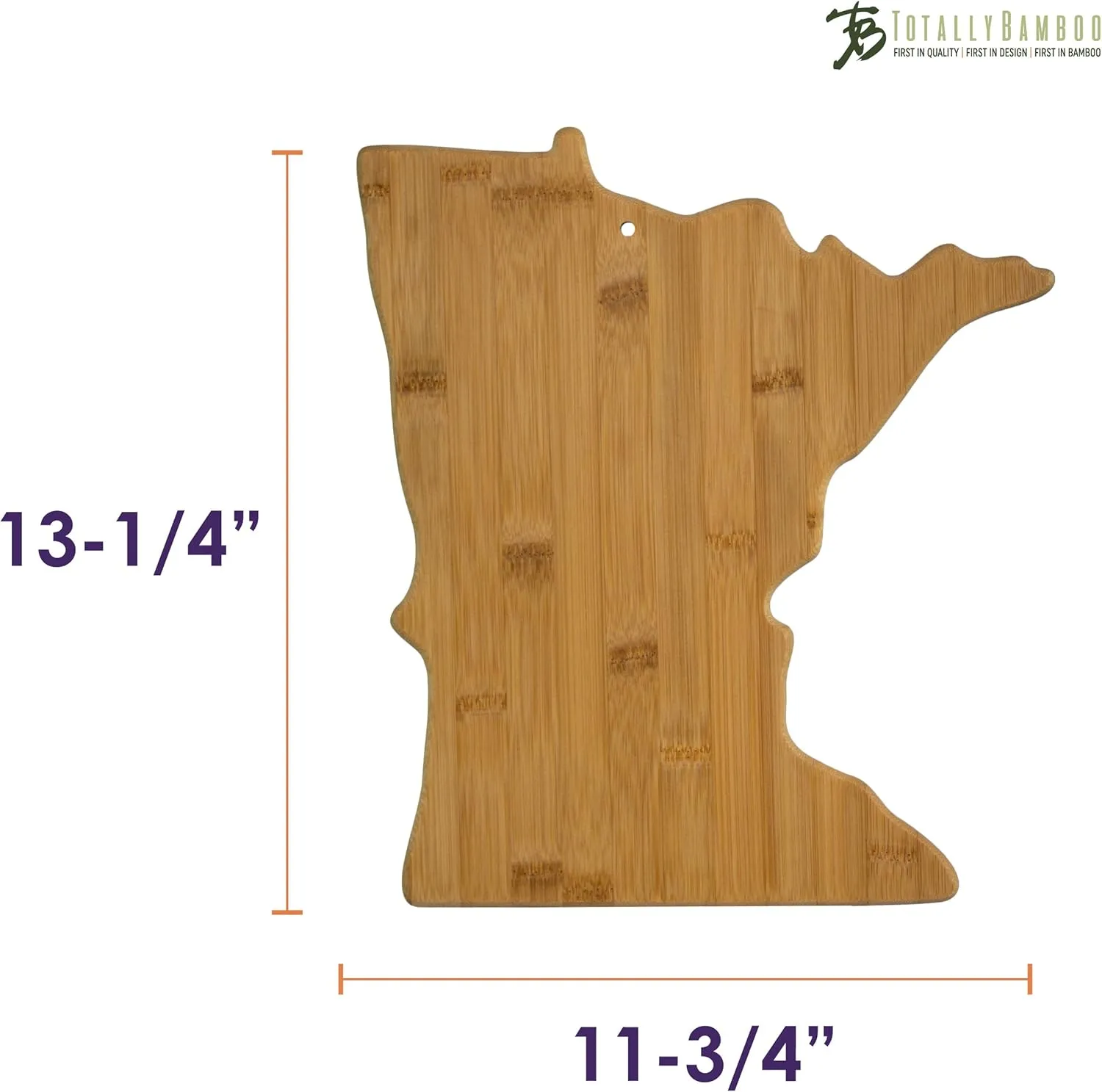 Totally Bamboo Minnesota State Shaped Cutting Board, Natural Bamboo