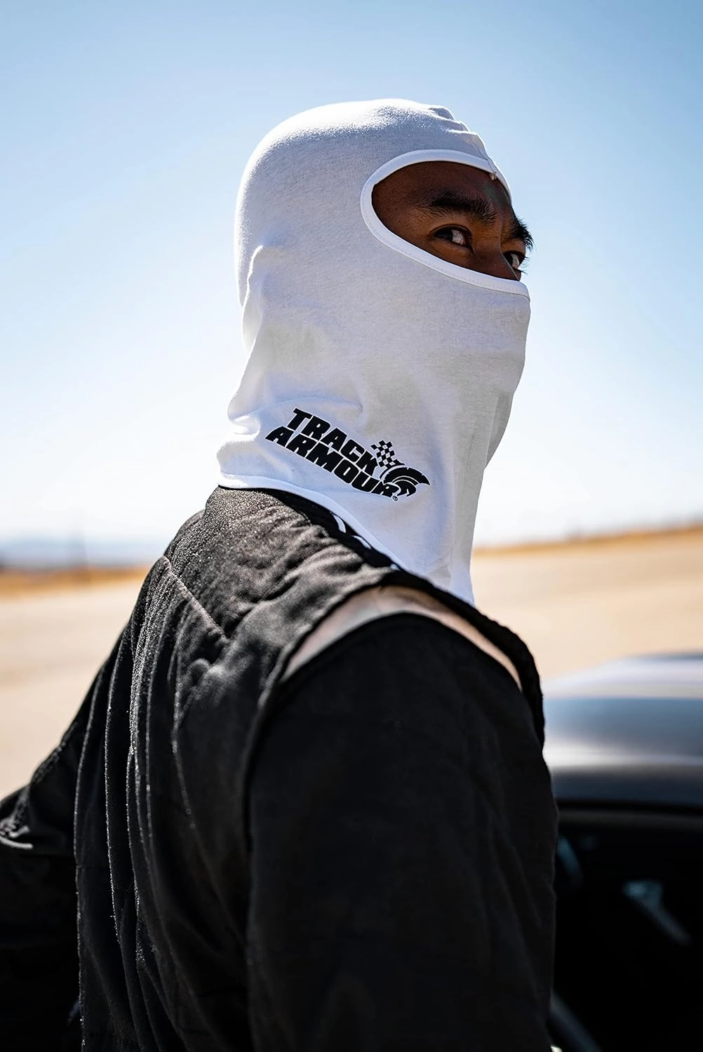 TRACK ARMOUR] Racing Head Sock Balaclava for Auto and Motorcycle Racing White Color TAHS-WT