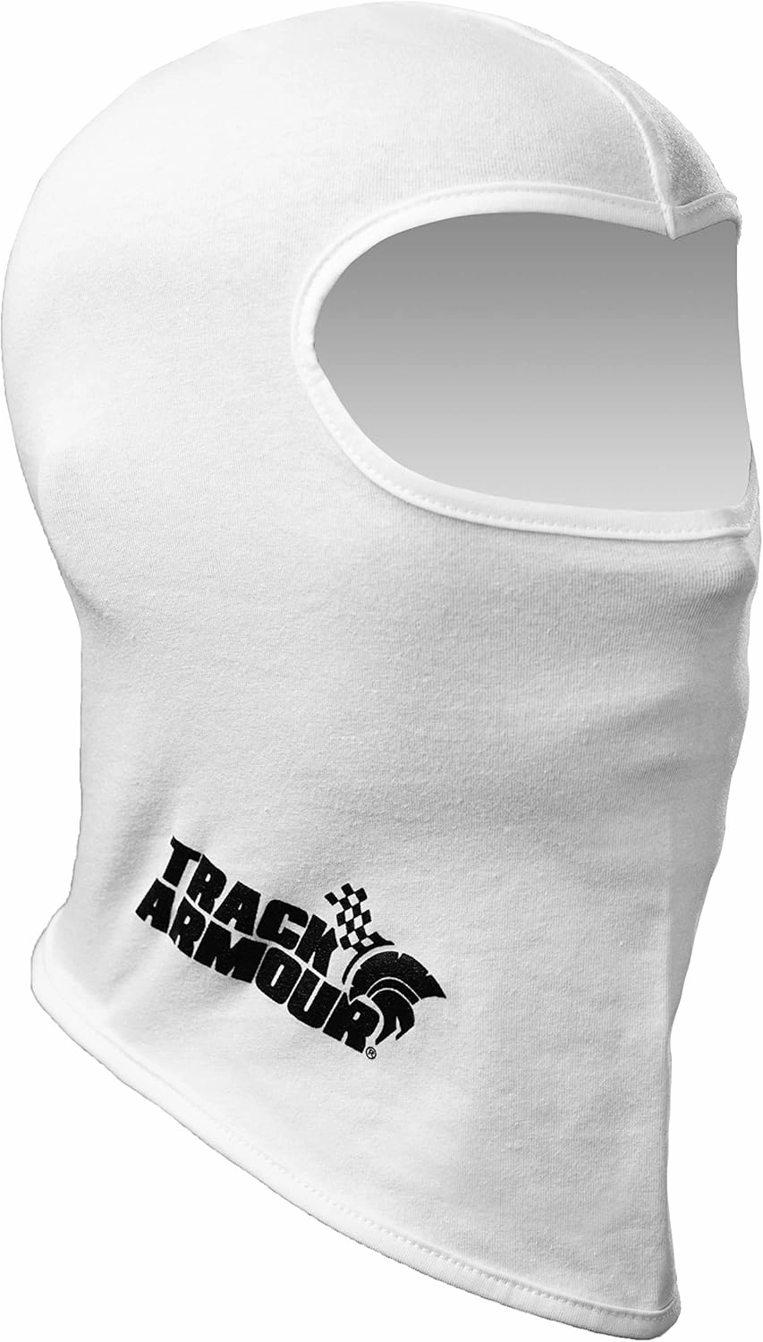 TRACK ARMOUR] Racing Head Sock Balaclava for Auto and Motorcycle Racing White Color TAHS-WT