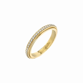 Track Ring with Pavé White Diamonds