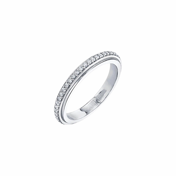 Track Ring with Pavé White Diamonds