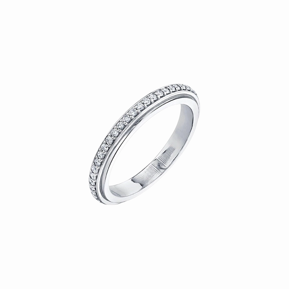 Track Ring with Pavé White Diamonds