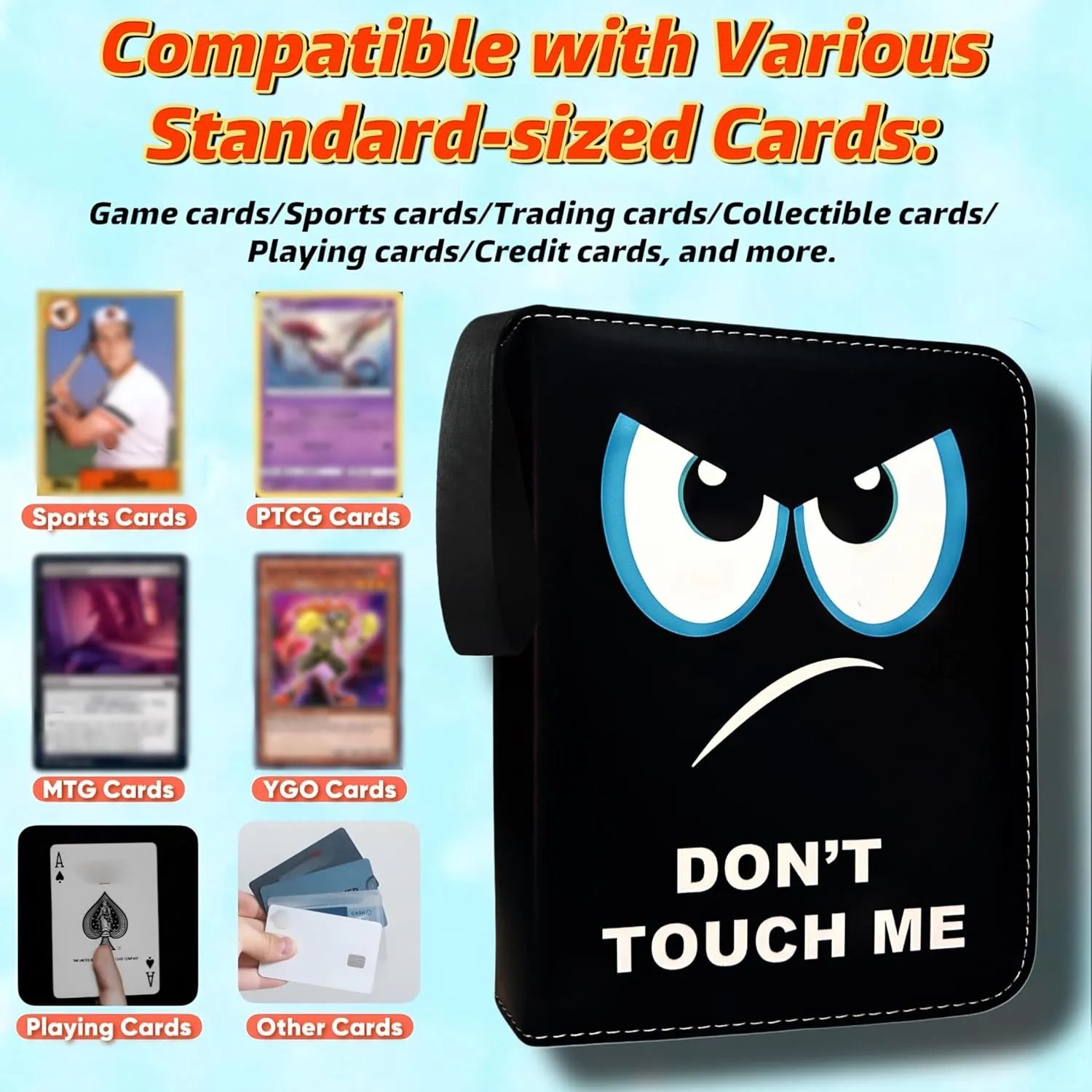 Trading Card Binder, 4 Pockets 400 Cards Holder with 50 Removable Sleeves Card Book Card Organizer for Game Cards Sports Cards Album Gifts for Card Collectors