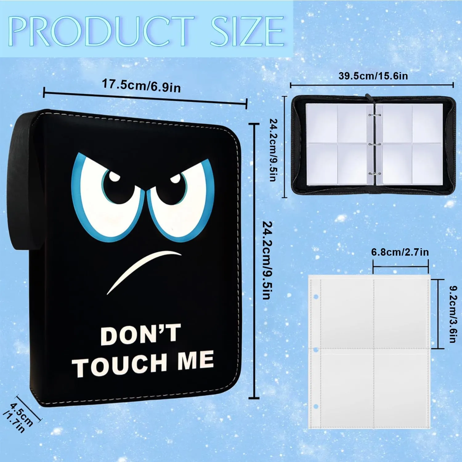 Trading Card Binder, 4 Pockets 400 Cards Holder with 50 Removable Sleeves Card Book Card Organizer for Game Cards Sports Cards Album Gifts for Card Collectors