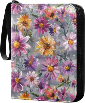 Trading Card Binder with double sided removable sleeves collectors for 400   cards Beauty Daisy Floral Colorful