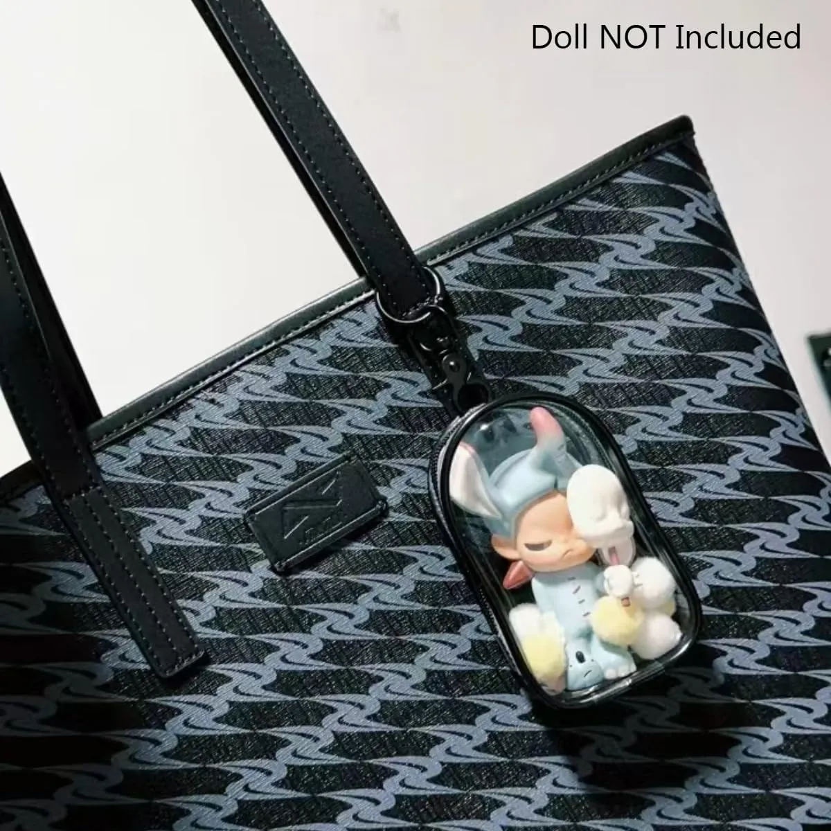Transparent PVC Doll Display Bag with Keychain and Plush Ball, Waterproof Blind Box, Storage Box, Hanging on Backpack, Handbag, Mini Figures, Collectible Bag (without