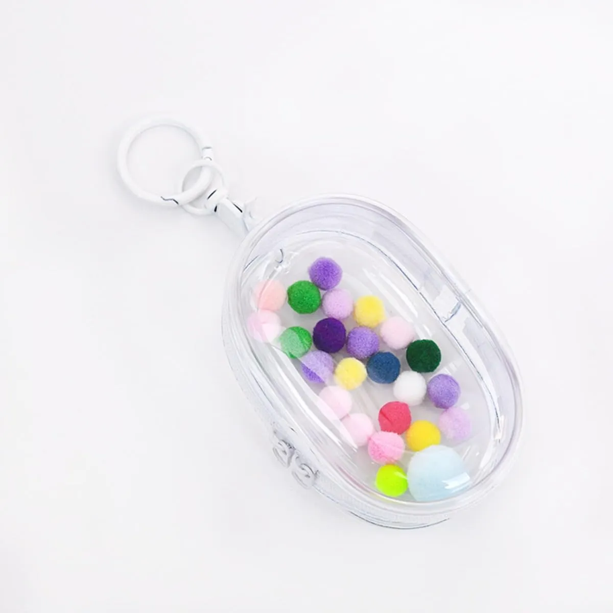 Transparent PVC Doll Display Bag with Keychain and Plush Ball, Waterproof Blind Box, Storage Box, Hanging on Backpack, Handbag, Mini Figures, Collectible Bag (without