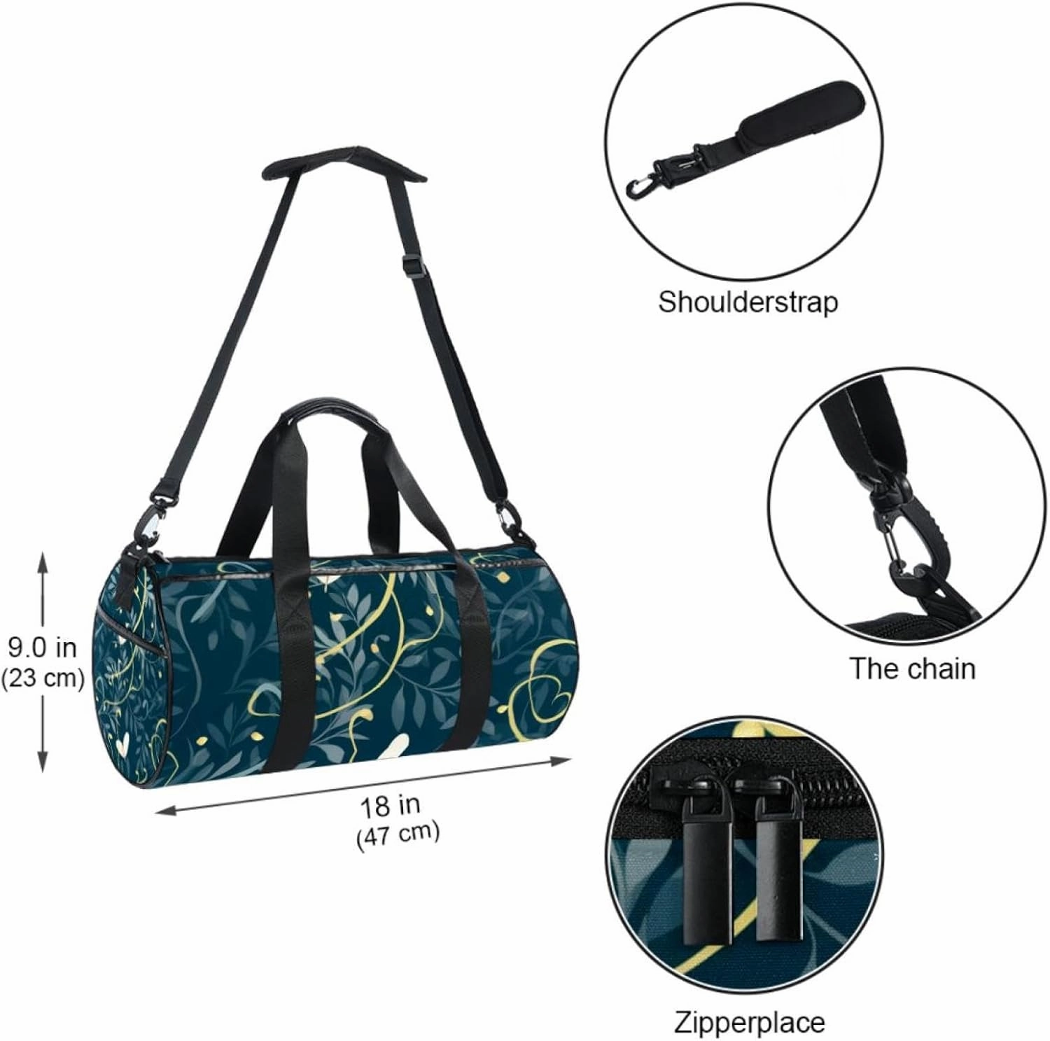 Travel Bag,Mens Gym Bag,Womens Gym Bag,Wedding Light Leaves Rings,Sports Bag