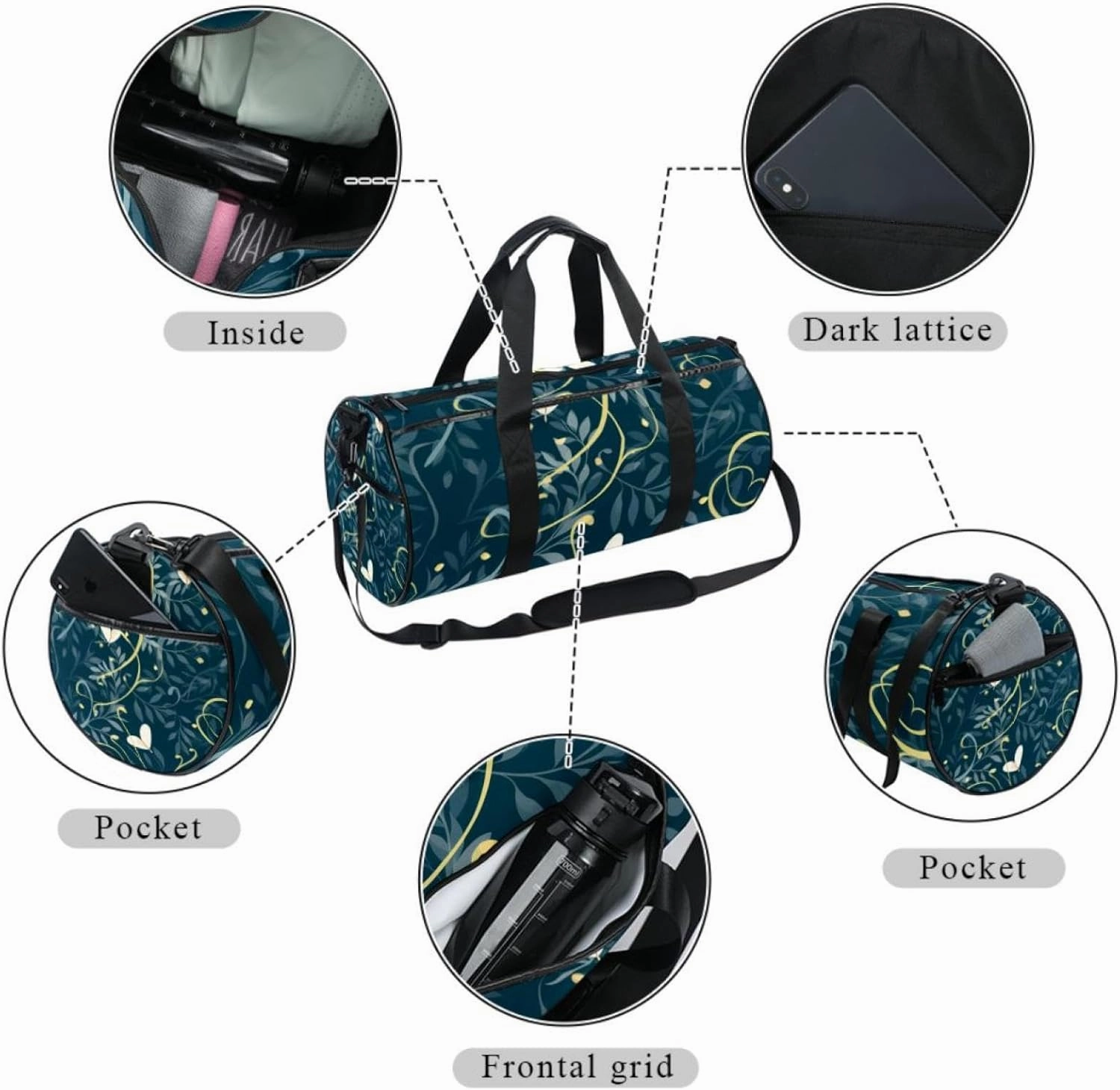 Travel Bag,Mens Gym Bag,Womens Gym Bag,Wedding Light Leaves Rings,Sports Bag