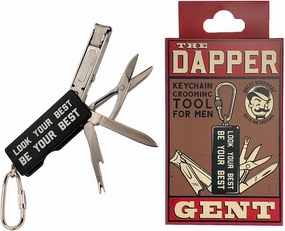 Trixie & Milo The Dapper Gent - Pocket Manicure Tool, Nail Clippers, Nail File & Exfoliator, Mini Straight Blade, Trimming Scissors, Unique Gifts for Men