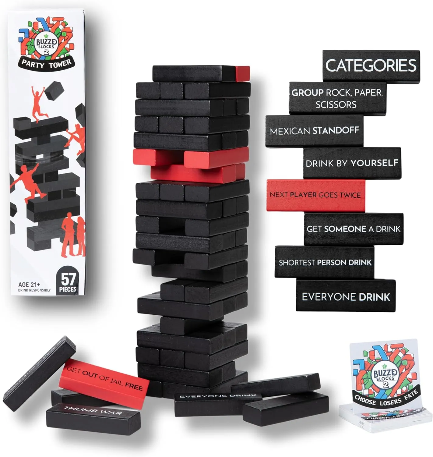 Ultimate Party Tower with Hilarious Games and Commands | Classic Stacking Game with Fun Original Rules | Funny Entertaining Party Game for Adults 21 2