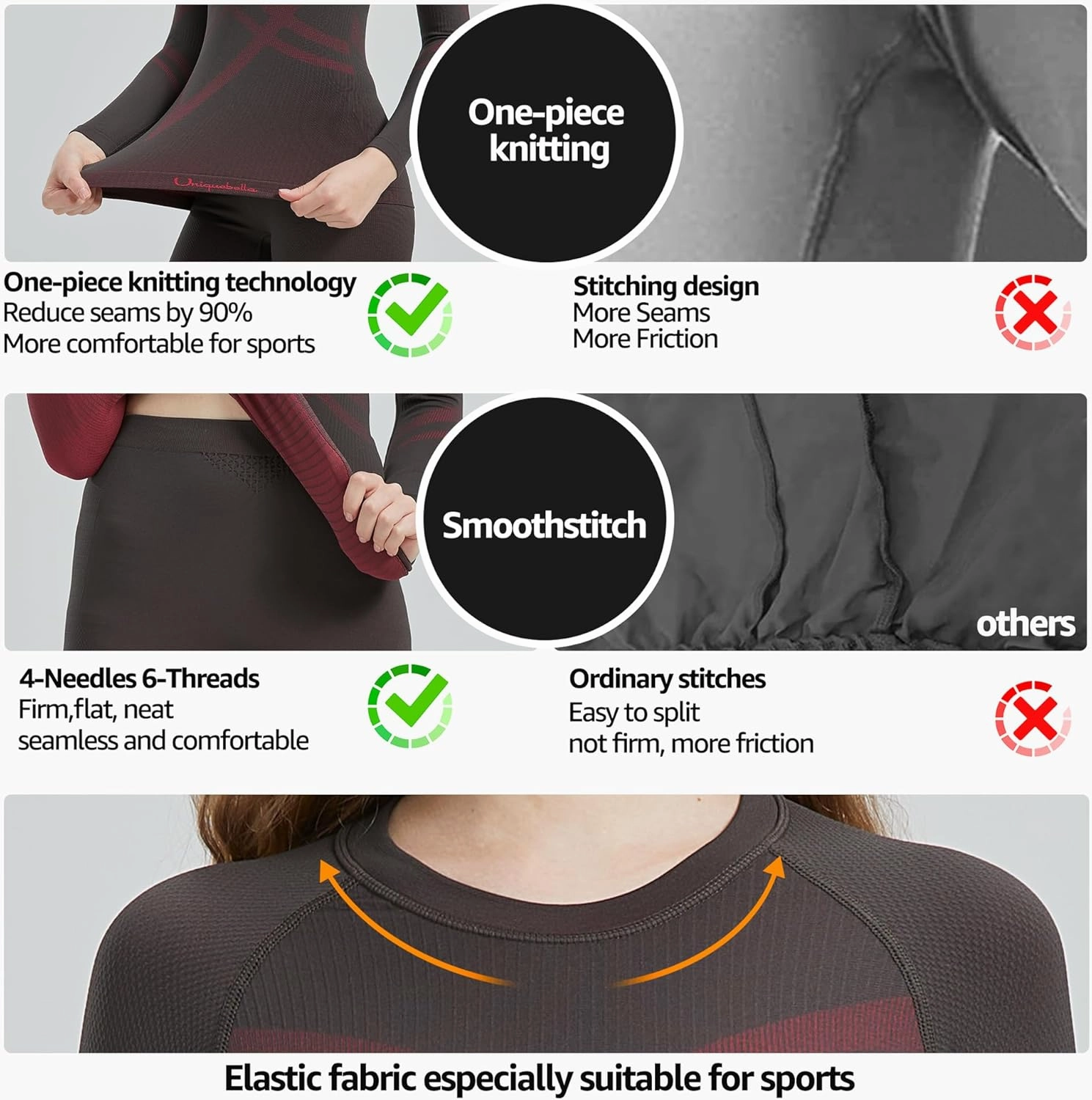 UNIQUEBELLA Womens Thermal Underwear, Thermal Base Layers Women - Ski Wear Ladies Compression Athletic Long Johns Skins Set