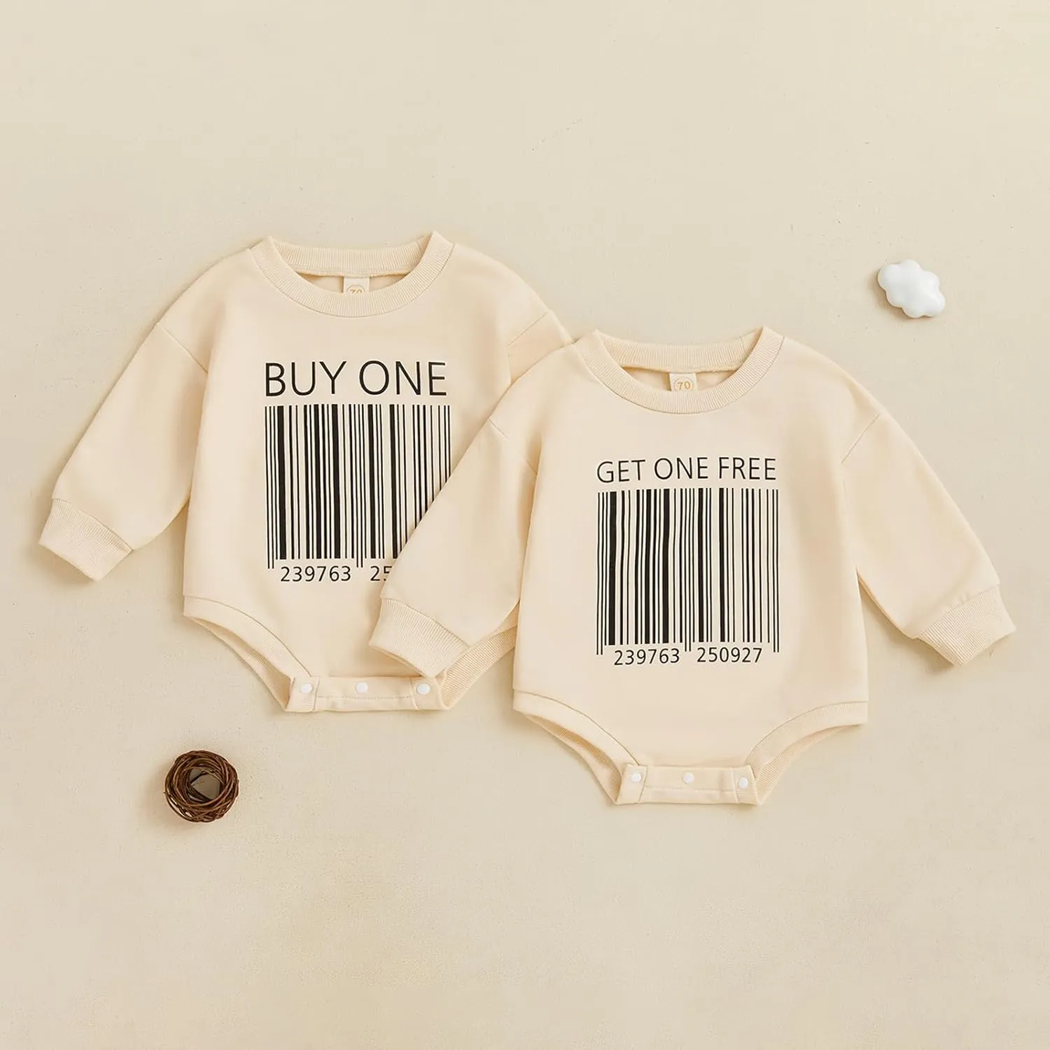 Unisex Infant Baby Twins Clothes 2Pcs Funny Letter Romper Bodysuit Shirts Twins Baby Gifts Boys Girls