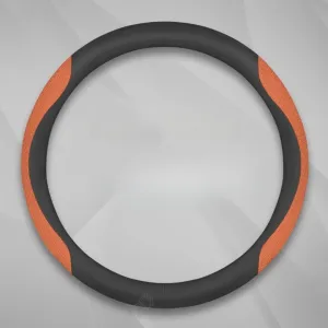 Universal 38cm(15") Suede Leather Soft Anti-Slip Breathable Steering Wheel Protector, Car Steering Wheel Cover for Mazda Biante, D-Orange Black-Round