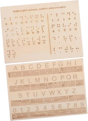 UPKOCH 2pcs Braille Alphabet Board Portable Learning Tool with Raised Dots for Blind People Tactile Number and Letter Tracing Boards for Education Travel Friendly Design for Enhanced