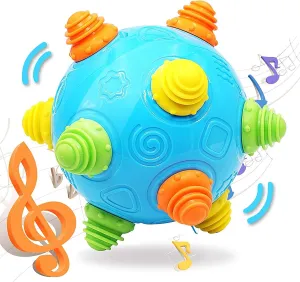 VANLINNY Toddlers Baby Music Shake Ball Toy Bumble Ball for Babies,Dancing Bumpy & Interactive Sounds Crawl Toy, Best Bouncing Sensory Learning Gift for 3  Year Old Boys&Girls.