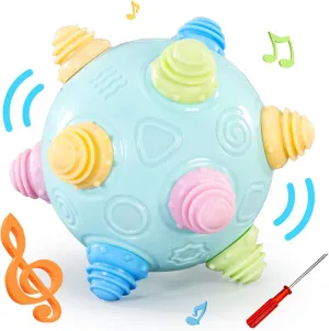 VANLINNY Toddlers Baby Music Shake Ball Toy Bumble Ball for Babies,Dancing Bumpy & Interactive Sounds Crawl Toy, Best Bouncing Sensory Learning Gift for 3  Year Old Boys&Girls.