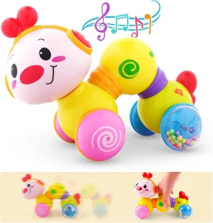Vanmor Baby Toys 6 to 12 Months, Infant Musical Crawling Toy, Press and Go Interactive Inchworm Toy with Light Up, Caterpillar Tummy Time Educational Toddler Toys 6 7 8 9 12 18 Months Boy Girl Gift