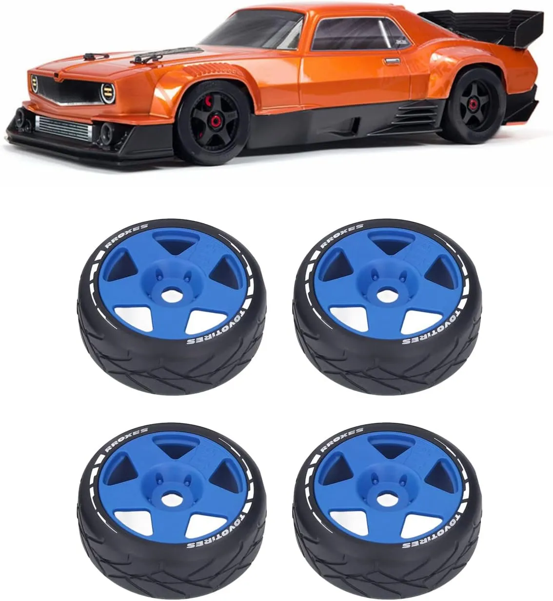 VBESTLIFE 4 PCS 1/8 GT RC Wheels Strong Grip Road Racing Tires Wear On Road Wheels with 17mm Adapter (Blue)
