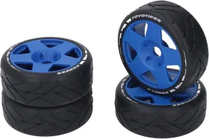 VBESTLIFE 4 PCS 1/8 GT RC Wheels Strong Grip Road Racing Tires Wear On Road Wheels with 17mm Adapter (Blue)
