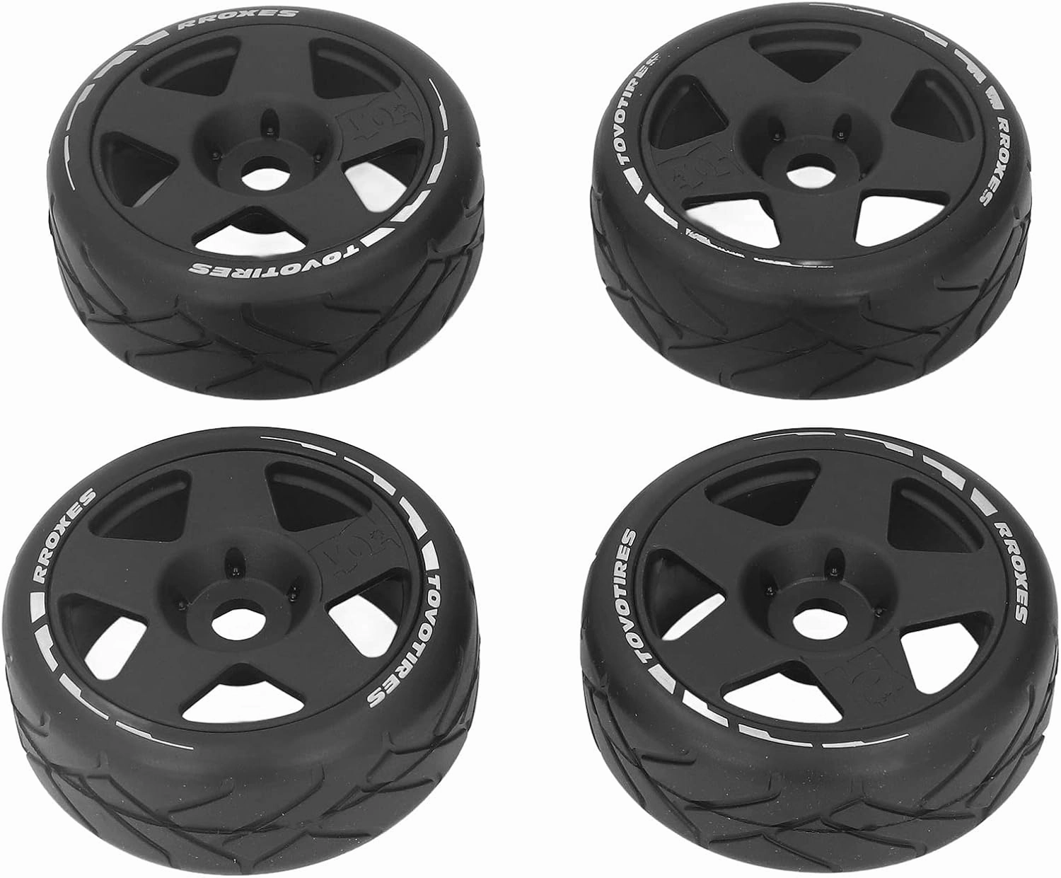 VBESTLIFE 4 PCS 1/8 GT RC Wheels Strong Grip Road Racing Tires Wear On Road Wheels with 17mm Adapter (Black)
