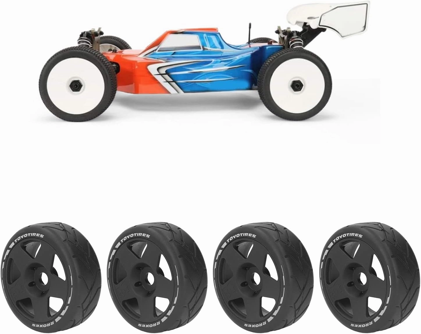 VBESTLIFE 4 PCS 1/8 GT RC Wheels Strong Grip Road Racing Tires Wear On Road Wheels with 17mm Adapter (Black)