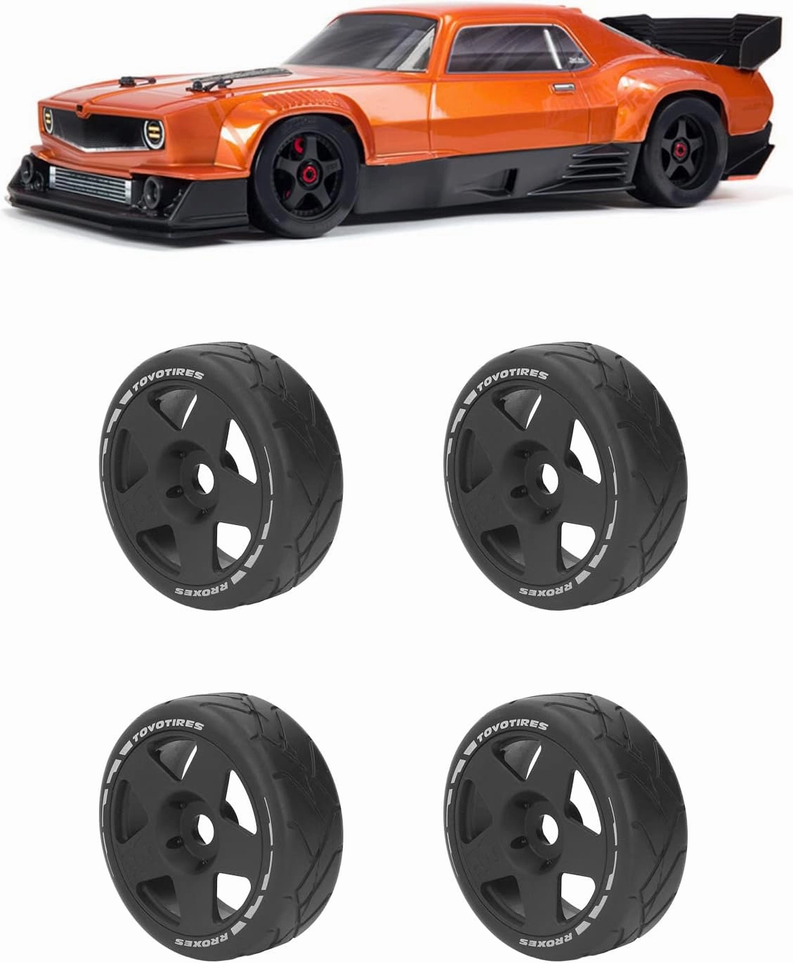 VBESTLIFE 4 PCS 1/8 GT RC Wheels Strong Grip Road Racing Tires Wear On Road Wheels with 17mm Adapter (Black)