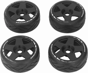 VBESTLIFE 4 PCS 1/8 GT RC Wheels Strong Grip Road Racing Tires Wear On Road Wheels with 17mm Adapter (Black)