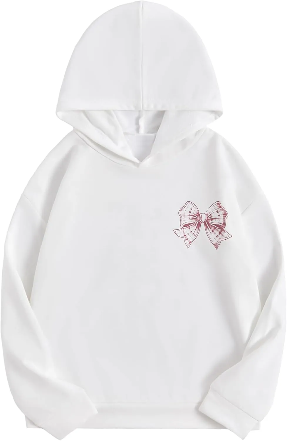 Verdusa Girl's Bow Letter Graphic Hoodie Lightweight Sweatshirts Cute Long Sleeve Pullover Top