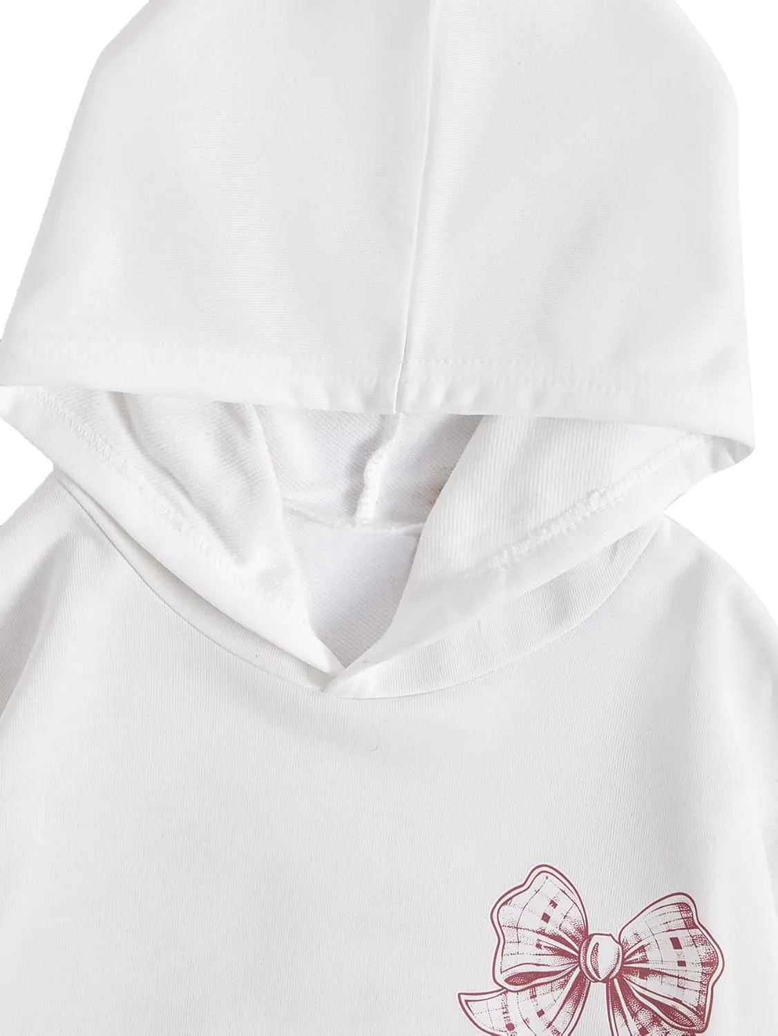 Verdusa Girl's Bow Letter Graphic Hoodie Lightweight Sweatshirts Cute Long Sleeve Pullover Top