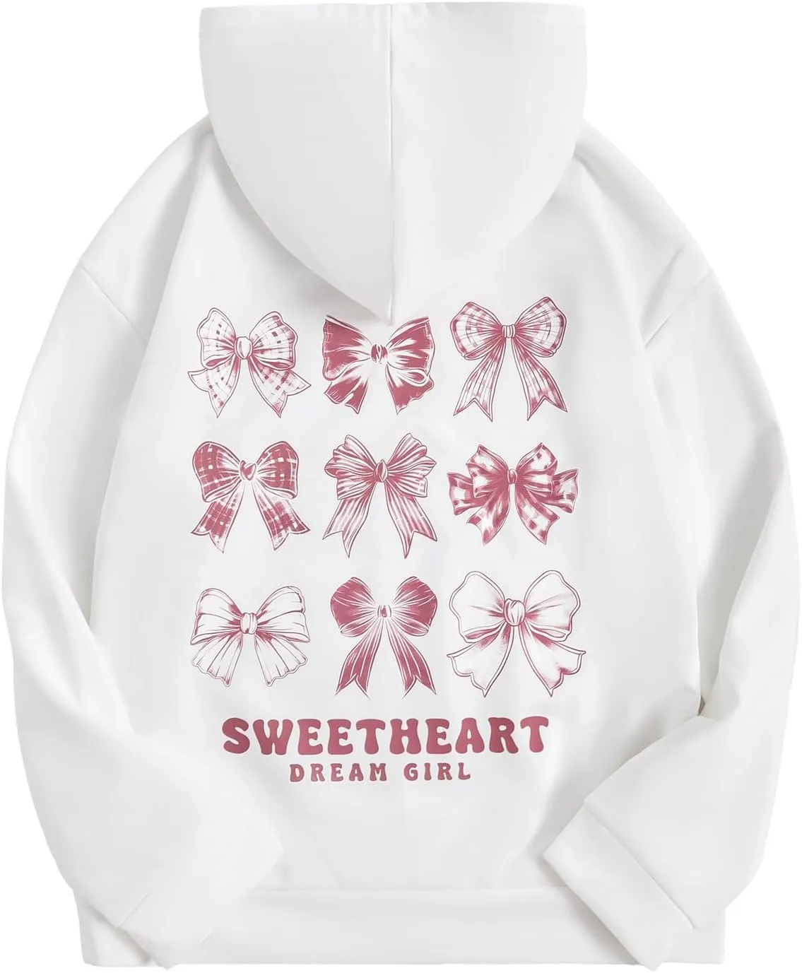 Verdusa Girl's Bow Letter Graphic Hoodie Lightweight Sweatshirts Cute Long Sleeve Pullover Top