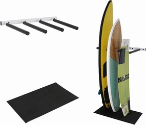 Vertical Surfboard Rack for Wall Surfboard/SUP Wall Mount Storage Rack with Rubber Mat for Surf Board, Paddle Board SUP, Wakeboard, Snowboard