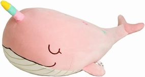 Very Soft Whale Stuffed Marine Animal Narwhal Plush Toys Pillow Pink 22 inches