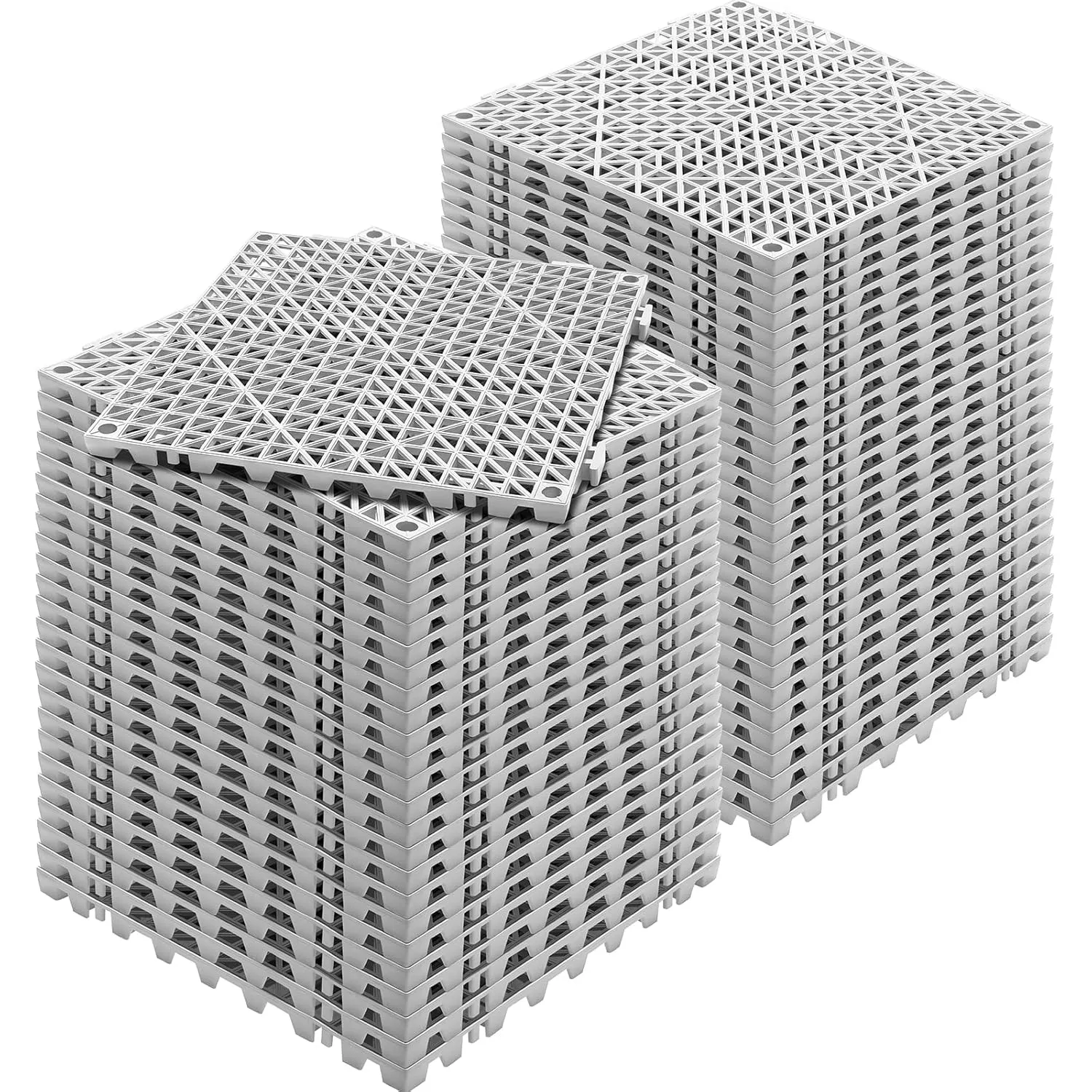 VEVOR Modular Interlocking Cushion, 55 Pack 12" x 12" Splicing Drainage Mats, Soft PVC Interlocking Drainage Floor Tiles, Non-Slip Drainage Holes for Restroom, Bathroom, Kitchen, Pool, Wet Areas, Gray