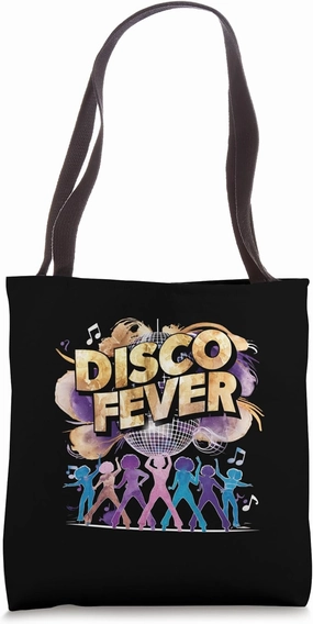 Vintage 1970s Disco Fever Music Watercolor Art Tote Bag