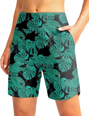 Viodia Women's 9" Long Swim Board Shorts with Pockets High Waisted Beach Swimsuits Knee Length Short for Women with Liner