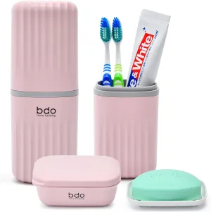VITVITI Toothbrush Travel Case, Portable Travel Soap Container Leakproof Dish Tray, Portable 7.88 inch Toothpaste Travel Toothbrush Holder with Cover for Trip/Bathroom/Camping(Pink)