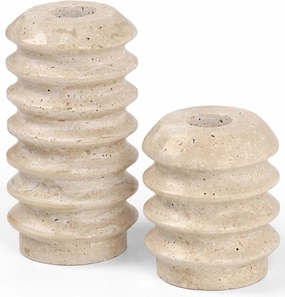 Vixdonos Taper Candle Holder Set Natural Travertine Candlestick Holder Mantle Candle Stand with Natural Stone Holes for Home Decor,Wedding,Party and Table Centerpieces(White)