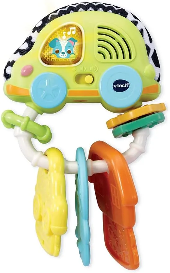 VTech - My Sensory Rattle with Magic Keys, Interactive Baby Rattle Made from Sustainable Materials, Toy, Car, Gift for Birth, Baby, from 3 Months - Contents in French