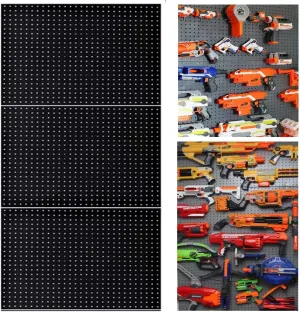 WallPeg Peg Board for Nerf Gun Storage Organizer P-202 Kit 3 ea 24”x16” Pegboard Panels, Holder for Nerf-Blasters Wall Organization Toys, Crafts,