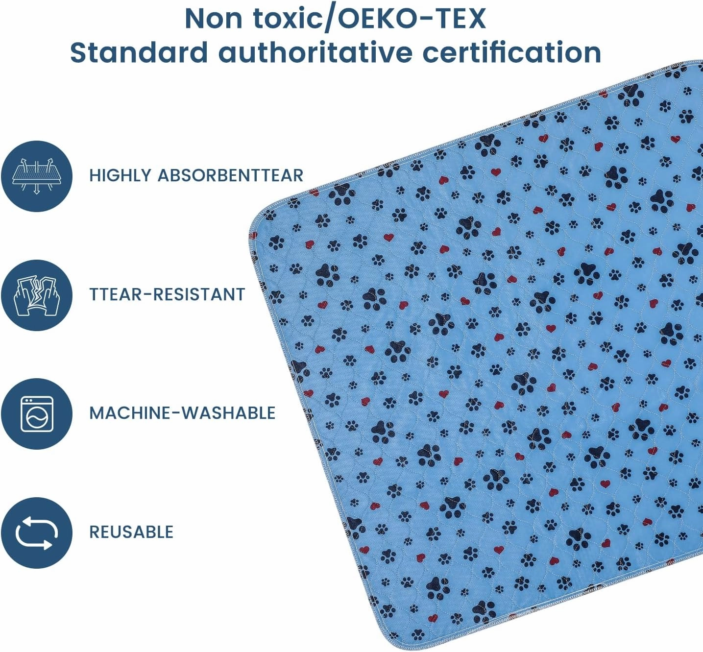 Washable Pee Pads for Dogs,4 Pack Extra Large 24"x36" Super Absorbent Reusable Puppy Pads,Non-Slip 100% Waterproof Dog Pee Pad,Pet Training Pads for Couch, Crate,Potty Training,Floor