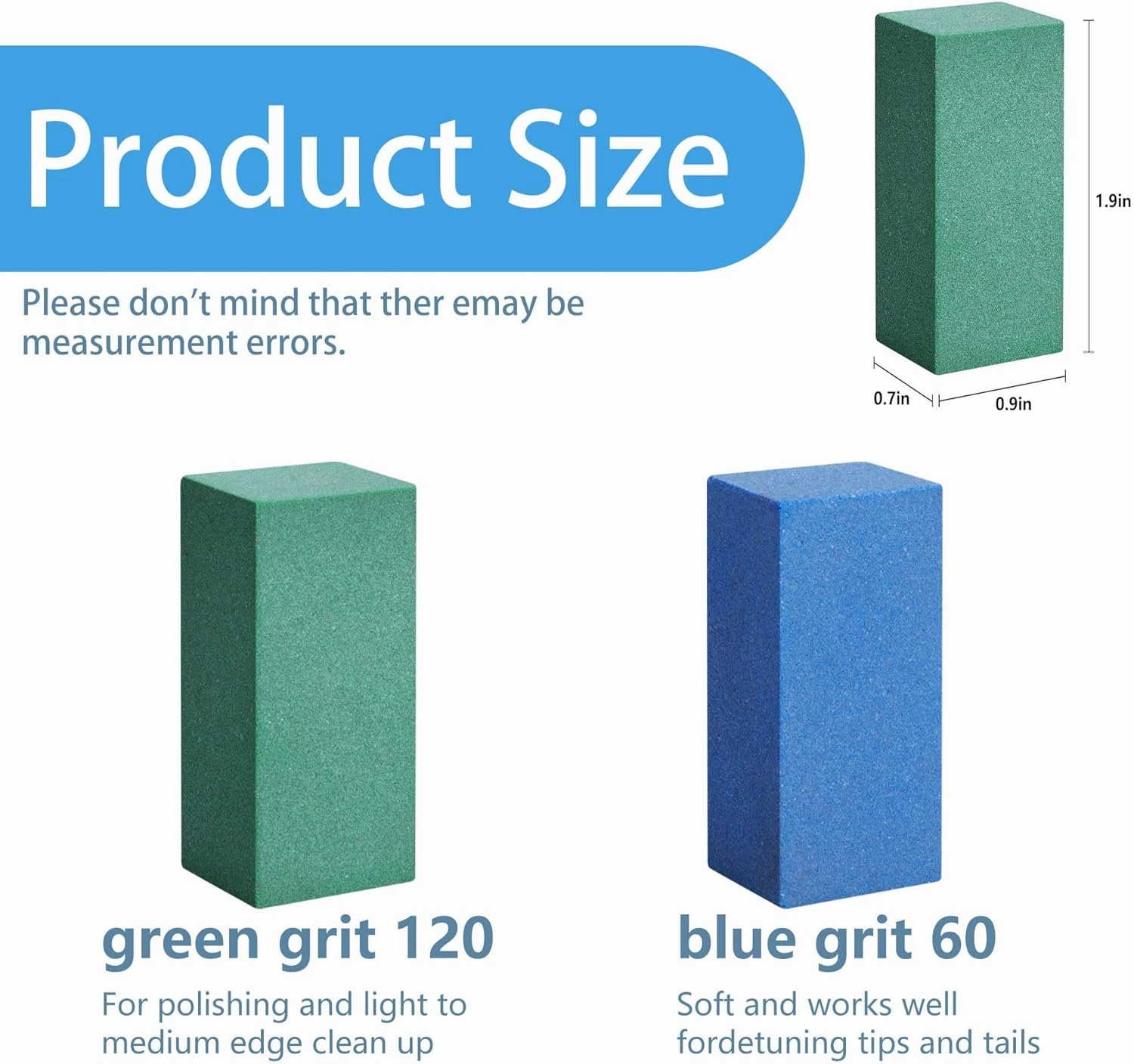 Watayo 4 Pcs Gummy Rubber Abrasive Stone- Edge Grinding Rubber Block Stone- Soft Snowboard Gummy Stone- Snowboard Ski Stone for Removing Rust and Burrs (Blue 60 Grit, Green 120 Grit)