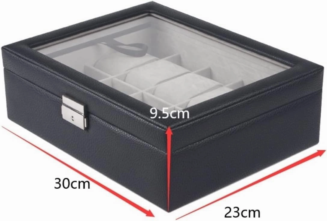 Watch Box Case Organizer Display Elegant PU Leather Storage Jewellery Holder Men(Black)