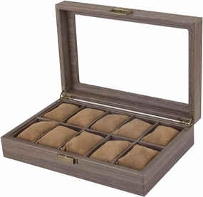Watch Box Holder Organizer PU Leather Lockable Bracelet Showcase